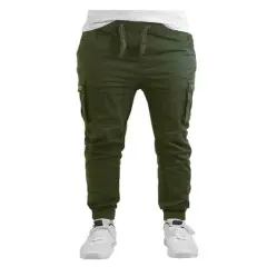 Galaxy by Harvic Slim Fit Cotton Stretch Twill Men's Cargo Joggers Olive