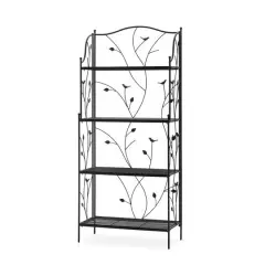 Glitzhome&reg; 4ft. Metal 4-Tiered Rectangular Shelf Stand Black