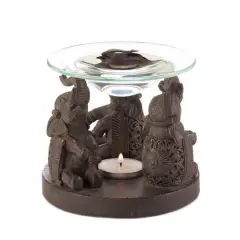 4" Ornate Elephant Triad Candle Oil Warmer