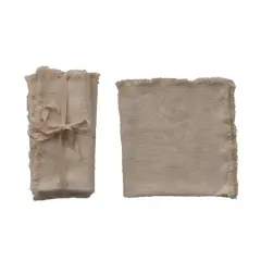 Hello Honey&reg; Cream Square Linen Napkin with Fringe Trim, 4ct.