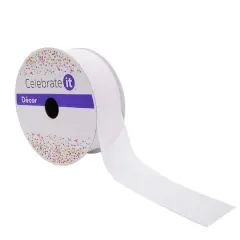 1.5" x 20ft. White Wired Faux Linen Ribbon by Celebrate It&trade;