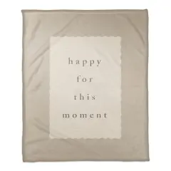50" x 60" Beige Happy for This Moment Coral Fleece Throw Blanket