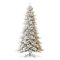 10ft. Pre-Lit Flocked Fir Artificial Christmas Tree, Warm White Lights