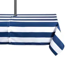 DII&reg; 84" Nautical Blue Cabana Stripe Outdoor Tablecloth With Zipper