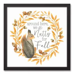 Nutty For Fall Canvas Wall Art with Black Frame
