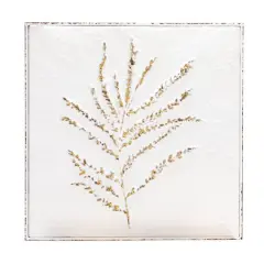 Hello Honey&reg; White Botanical Square Embossed Metal Wall D&eacute;cor