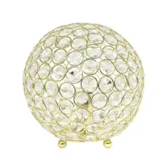 Lalia Home 8" Medium Metal Crystal Round Orb Table Lamp Gold