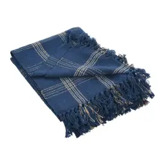 Hello Honey&reg; Plaid Recycled Cotton Blend Throw Blanket with Fringe Blue