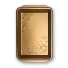 Gibson Home Country Kitchen Embossed Carbon Steel 13.75" Copper Roaster Pan