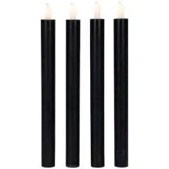 9.5" Solid Black LED Flickering Flameless Halloween Taper Candles, 4ct.