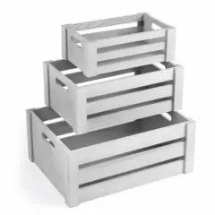 NEX&trade; Distressed Wood Storage Containers Display Risers Set Dark Gray