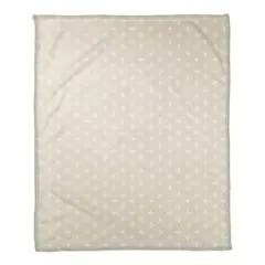 Beige & White Swiss Cross Pattern Fleece Blanket