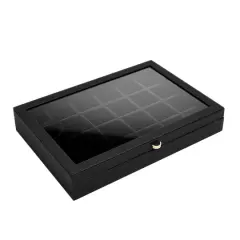 Lilarie & Co. Jewelry Box with Glass Lid Black