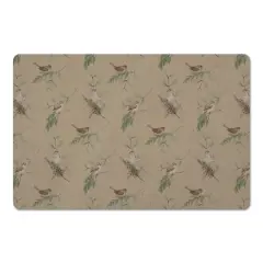 Pine & Birds on Brown Floor Mat