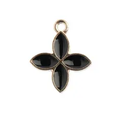 John Bead Sweet & Petite Four Petals Charms, 10ct. Black