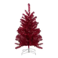 3ft. Unlit Metallic Crimson Tinsel Artificial Christmas Tree
