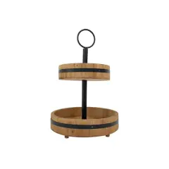 15" Natural Brown Wood & Metal 2-Tier Tray by Ashland&reg;