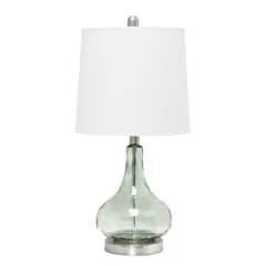 Lalia Home 23" Glass Table Lamp with White Fabric Shade Clear Sage