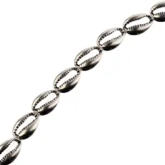 John Bead Antique Silver Metal Cowrie Beads, 16mm