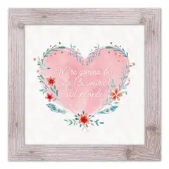 Cute Weird Old People Heart Western White Framed Print