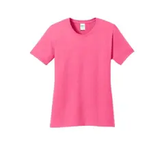 Port & Company&reg; Colors Core Cotton Ladies T-Shirt Neon Pink