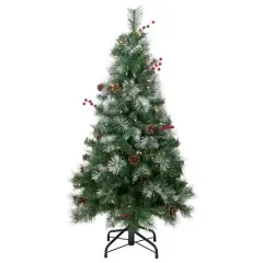 4ft. Pre-Lit Frosted Carolina Berry Spruce Artificial Christmas Tree, Clear Lights