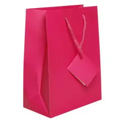 JAM Paper Medium Gift Bags with Rope Handles, 3ct. Hot Pink Matte