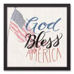 God Bless America Black Framed Canvas