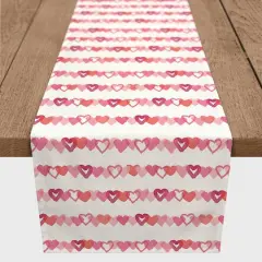 Watercolor Heart Stripes 16" x 90" Cotton Twill Runner