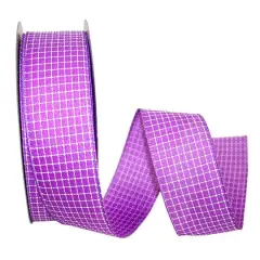 JAM Paper 2.5" x 50yd. Saddle Linen Wired Ribbon Purple