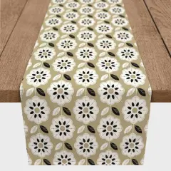 Mod Gold Flower 16" x 72" Cotton Twill Runner