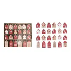 Hello Honey&reg; Red, White & Natural Wood House Advent Calendar Set
