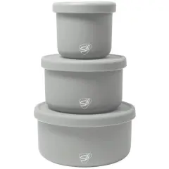 Silipint&reg; 3-Piece Silicone Lidded Bowl Set Moonstone