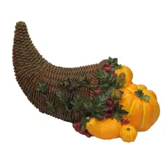 13" Brown & Orange Basket with Pumpkins Tabletop D&eacute;cor