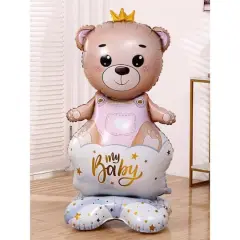 Wizardi Girl Bear with Crown Standing Foil Balloon Decoration