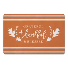 Grateful Thankful Blessed Stripes Floor Mat