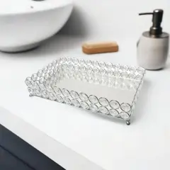 Elegant Designs&trade; 10.5" Chrome Decorative Mirrored Jewelry Vanity Tray