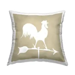 Stupell Industries Country Hen Rooster Weathervane Compass Silhouette Throw Pillow, 18" x 18"