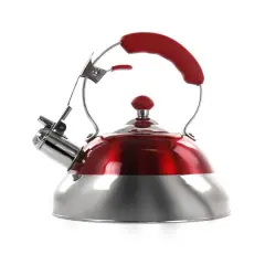 MegaChef 2.7L Red Stovetop Whistling Kettle