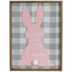 Follow the Bunny He's Got Candy Easter Bunny Framed Wall Sign
