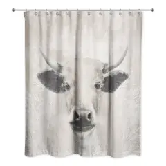 Creamy Tonal Cow 71" x 74" Shower Curtain