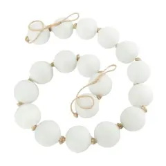 8ft. Extra Long Handmade Glass Beaded Garland with Tassels White