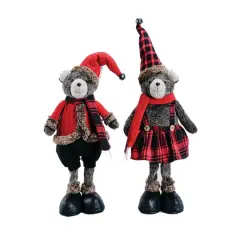 Santa's Workshop 19" Buffalo Plaid Bears Set