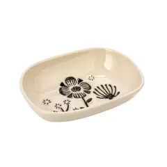 Hello Honey&reg; 5.5" Cream & Black Floral Stoneware Dish, 4ct.