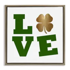 Stupell Industries St Patrick's Day Clover Love Floater Framed Art Brown