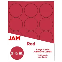 JAM Paper 2.5" Circle Product & Container Labels, 120ct. Red
