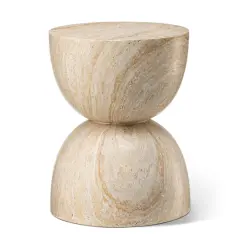 Glitzhome&reg; 17.75" Multi-Functional Hourglass Faux Travertine Garden Stool