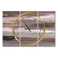 Designart 'Purple Glam Storm Ii Modern Multipanel Wall Clock