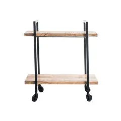 Hello Honey&reg; 30.5" Brown Mango Wood & Black Metal 2-Tier Cart