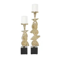 Aluminum Seashell Candle Holder Set Gold